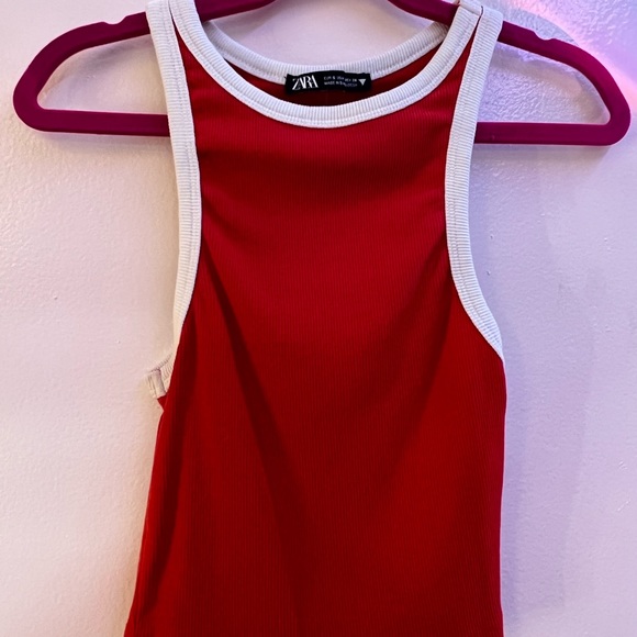 Red Zara Ribbed T-Shirt - Picture 2 of 4